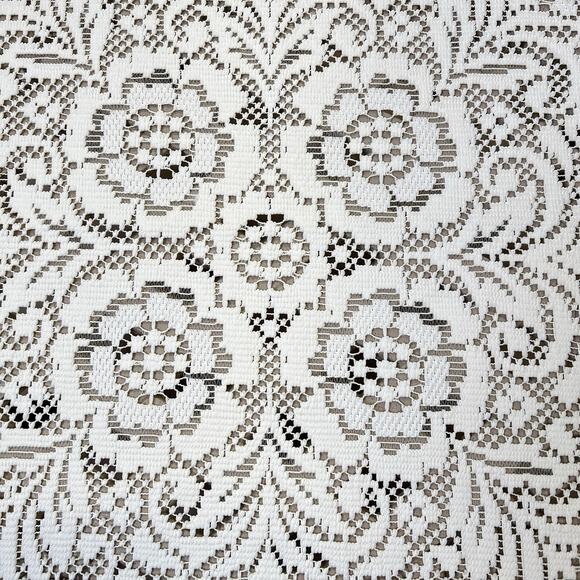 Small Square Tablecloth Cover Cream Lace Fabric Floral Design 34 x 35 Polyester - Picture 5 of 7